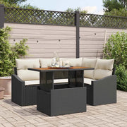 Set da Pranzo per Giardino con cuscino 5 pcs Nero e Crema 3349830