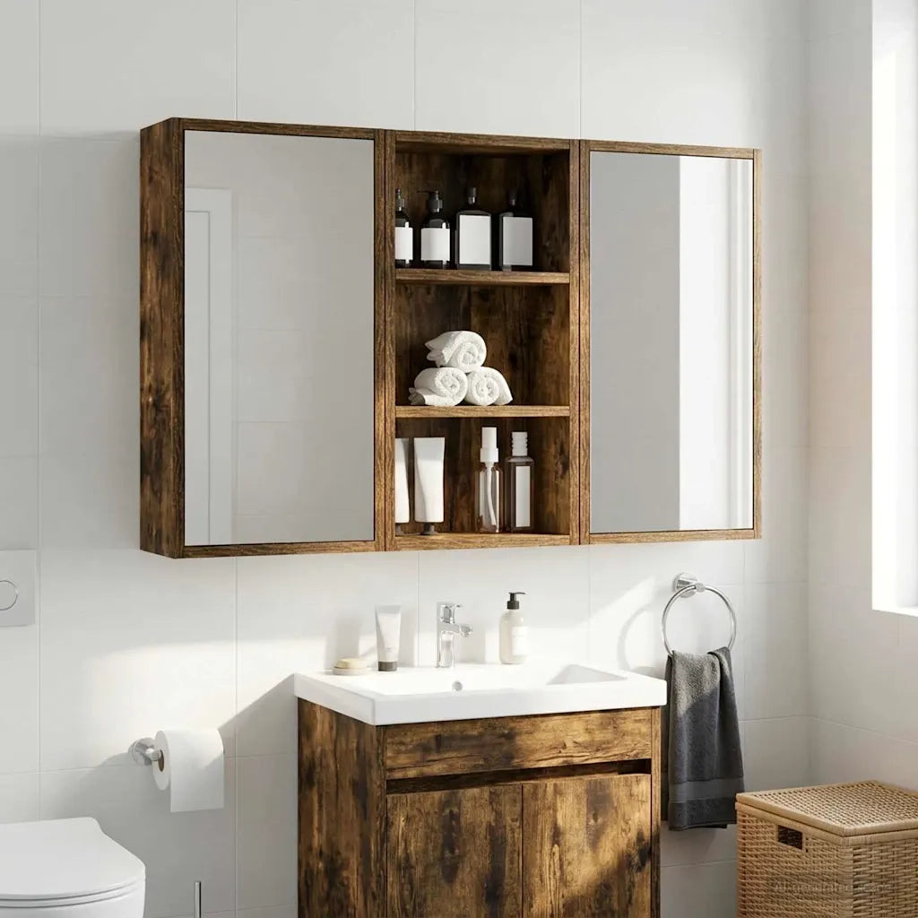 Armadio da bagno a muro Quercia Affumicata 30 x 16 x 62,5 cm 889339