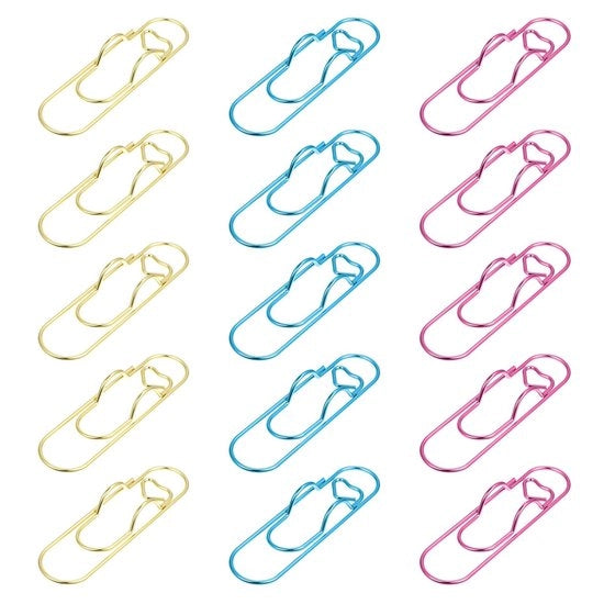 Penne metalliche per notebook, 15 pezzi, clip per quaderni, libri, riviste e calendari, scuola (oro, rosa, blu)