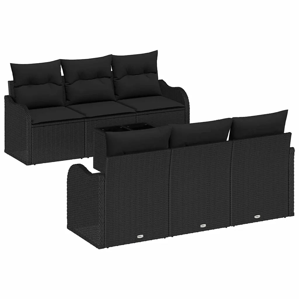 Set Divano da Giardino con cuscino con archiviazione 7 pcs Nero 3354262