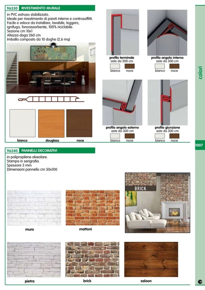 10pz doga di rivestimento pvc cm 260x10x1 bianco cod:ferx.82841