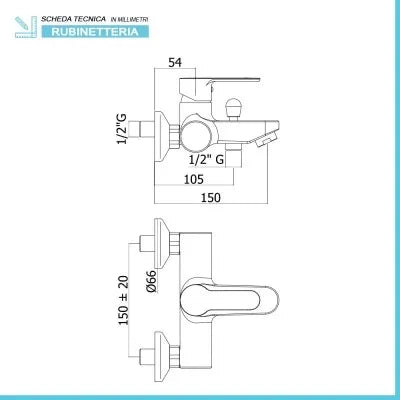 Miscelatore vasca Paffoni Blu in ottone cromo con kit doccia