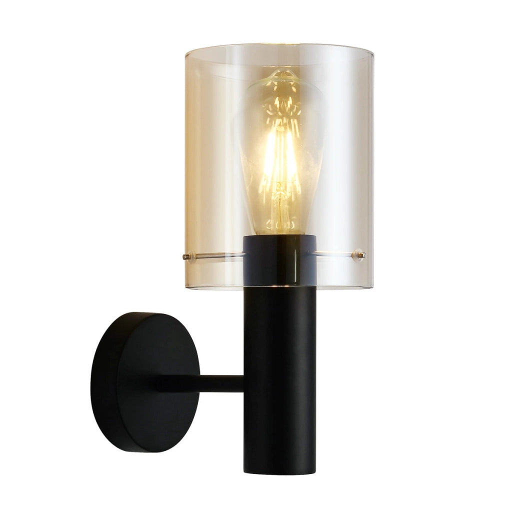 Applique Italux Sardo moderna nera ambra E27 1 luce