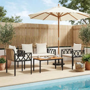 Set Mobili da Esterno 4 pcs Marrone e Bianco Crema polyrattan 42025344