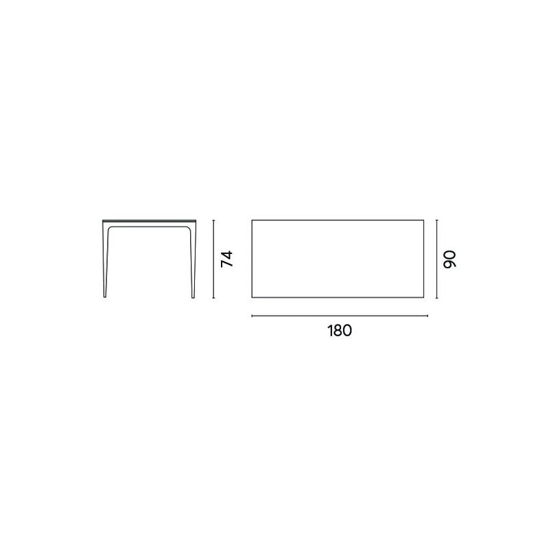 Tavolo Alghero 180x90 Alluminio Bianco Piano Gress Marmo Moia