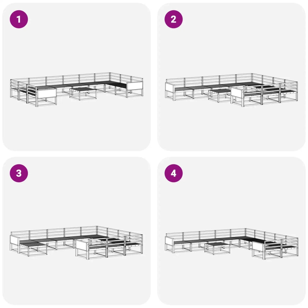 Set di divani da esterno 11 pcs Naturale