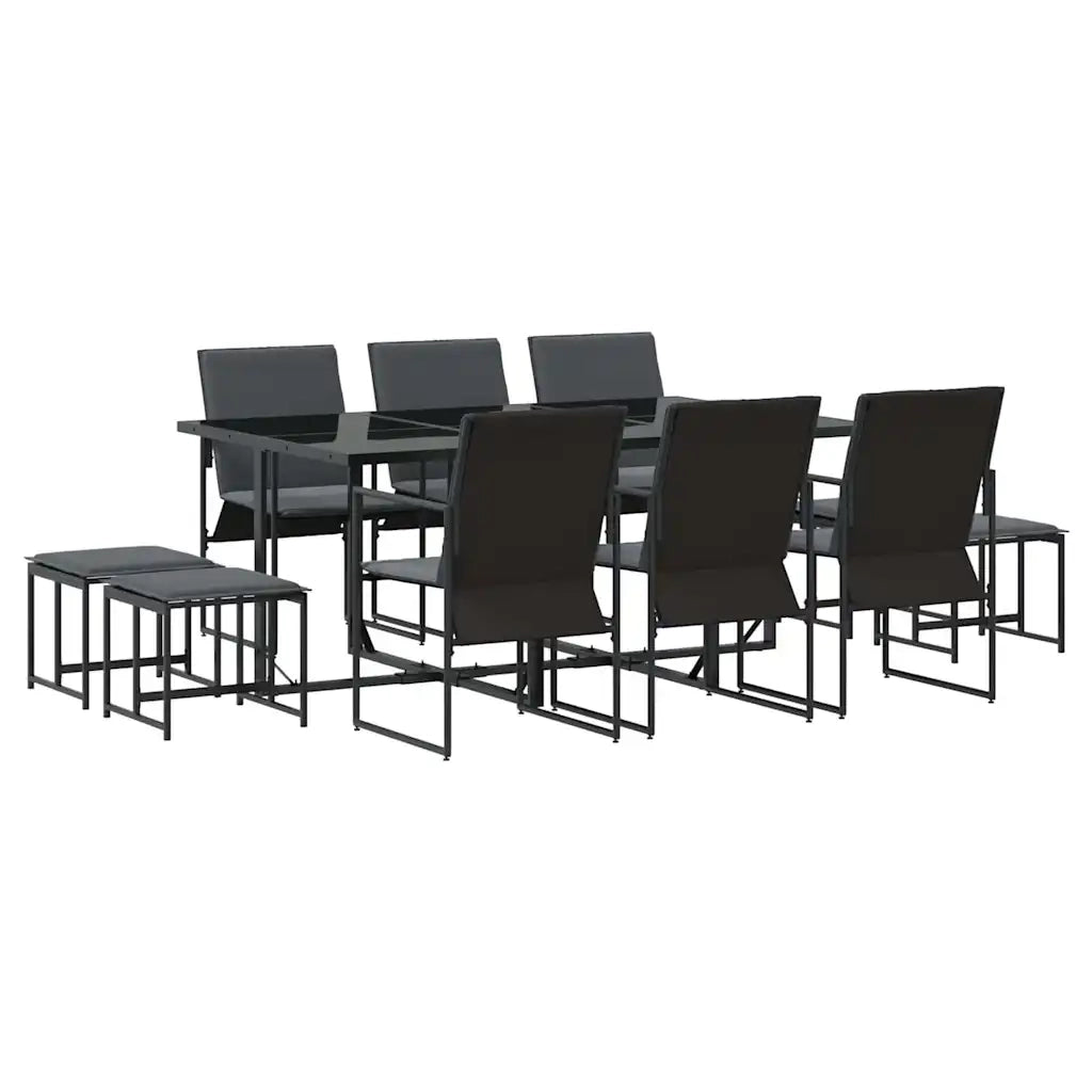 Set da Pranzo per Giardino 11 pcs Nero Acciaio 3335864