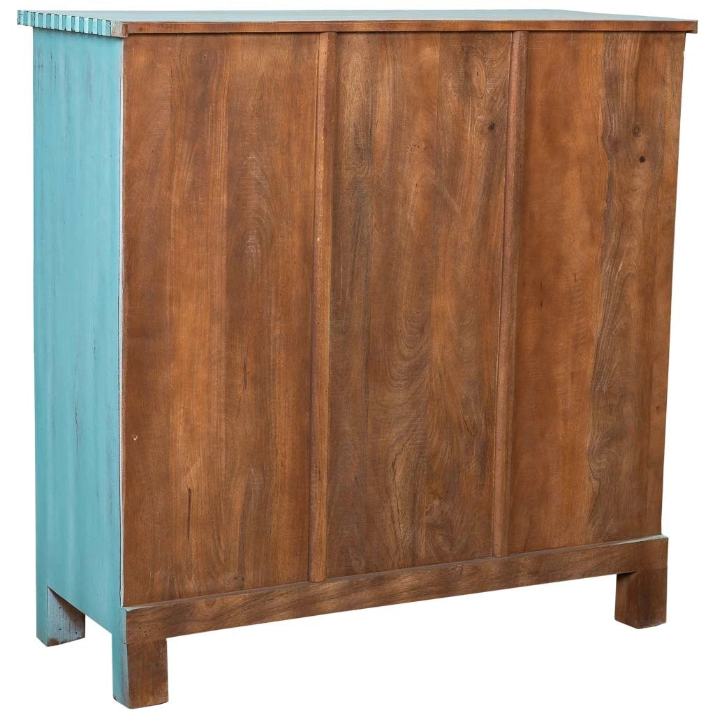 Credenza in legno invecchiato blu 101x41x101h cm