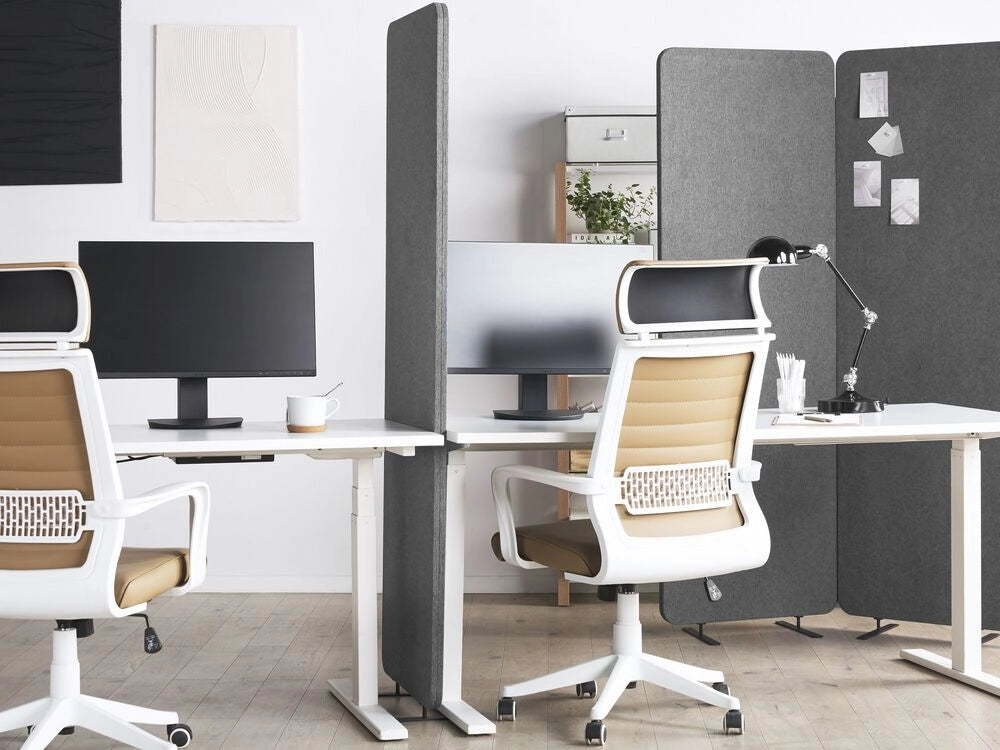Paravento acustico a 3 ante separè divisorio ufficio grigio moderno