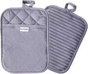 Set di asciugamani per pentola resistente al calore - Accessori per cucina - 2 pezzi - Grigio - 100% cotone