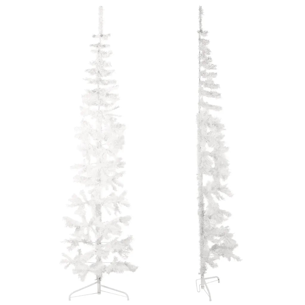 Albero Natale Artificiale Sottile a Metà Supporto Bianco 210 cm 344567