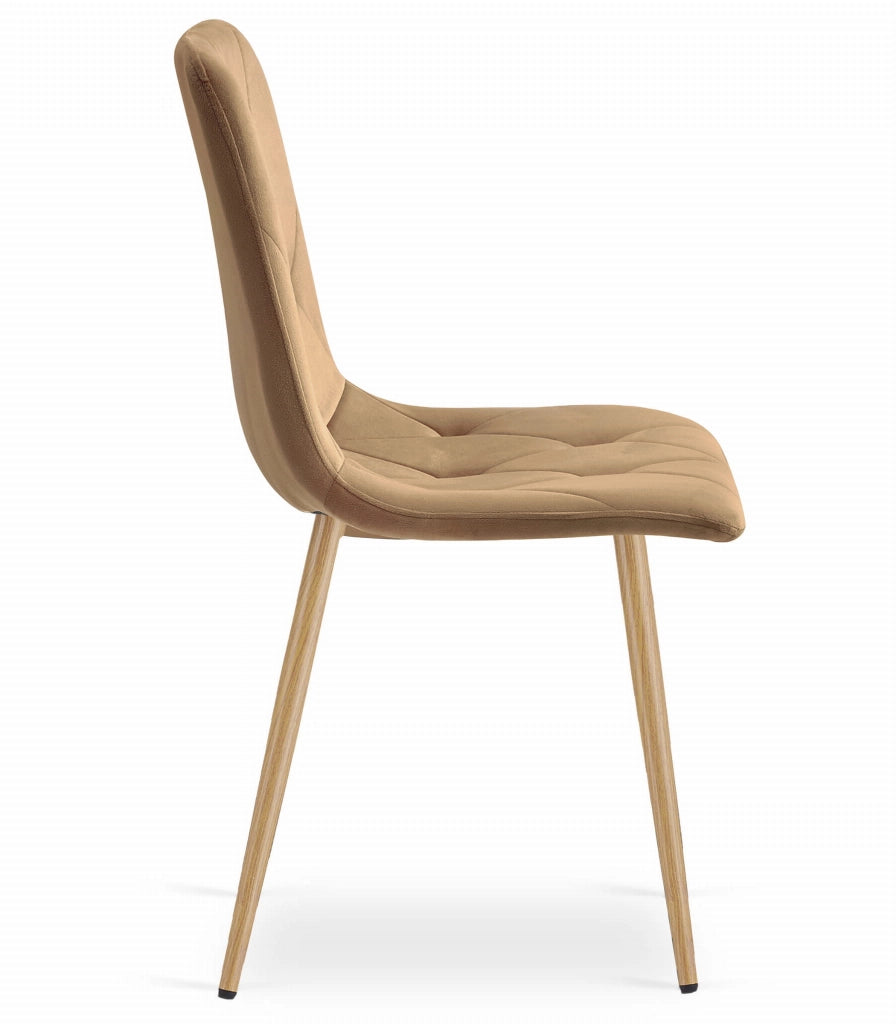Sedia VALORA TYRA - Moderna in velluto marrone con gambe color legno