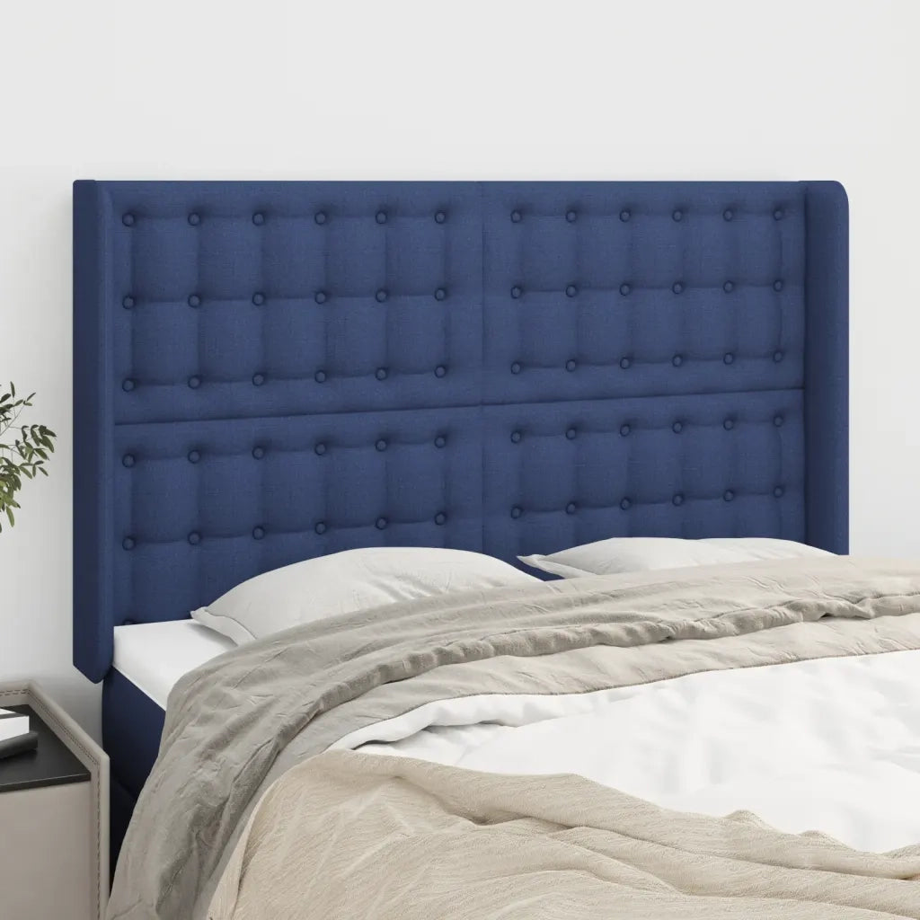 Testiera | Testata ad Orecchio Blu 147x16x118/128 cm in Tessuto
