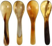 Set di posate a 4 pezzi - Cucchiaio per uova / cucchiaio per dessert - Cucchiaio per caffè / cucchiaio per mescolare - Cornice di corno di bue di alta qualità - Duraturo e sicuro - Adatto per il tè pomeridiano - Set da tavola