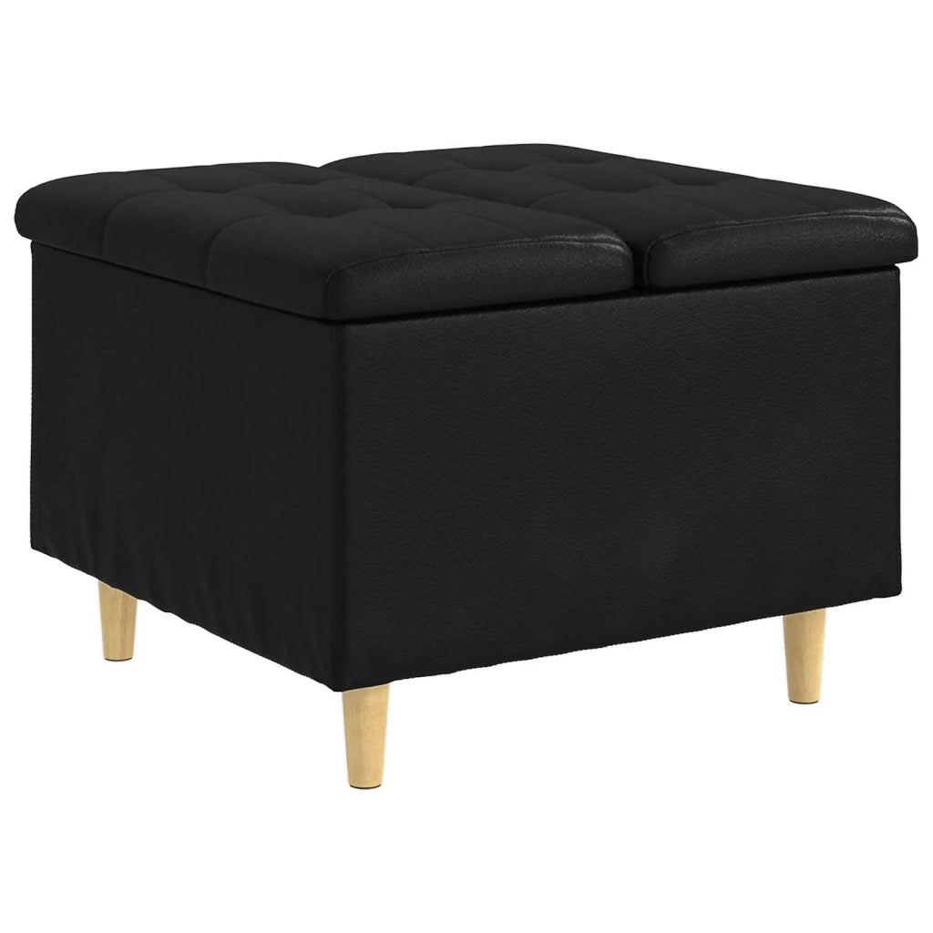 Pouf contenitore Nero 60 x 60 x 45 cm Pelle sintetica 876831
