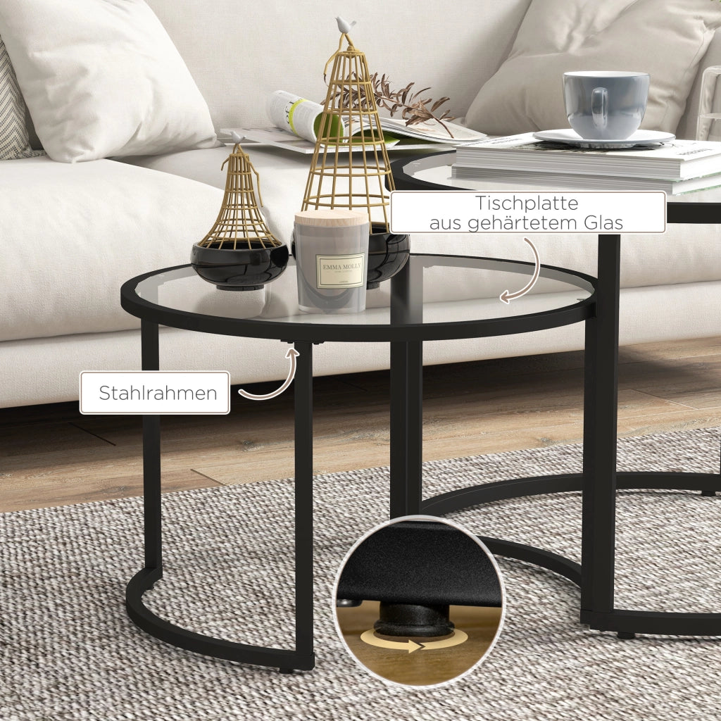 Tavolino da caff¨¨ ¨C Minimal ¨C Nero + Trasparente