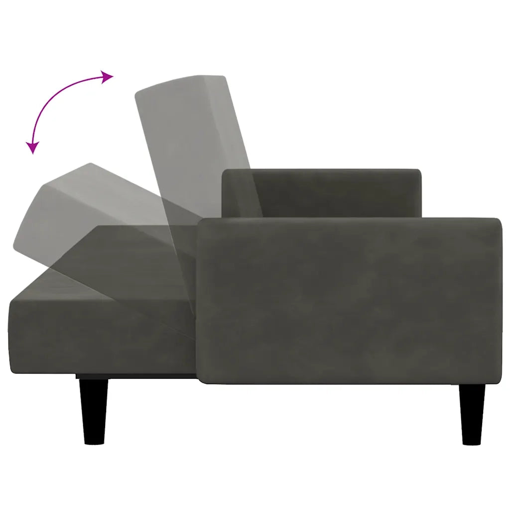 Divano Letto a 2 Posti-Sofa Letto 2 Posti-Daybed Grigio Scuro in Velluto 240585