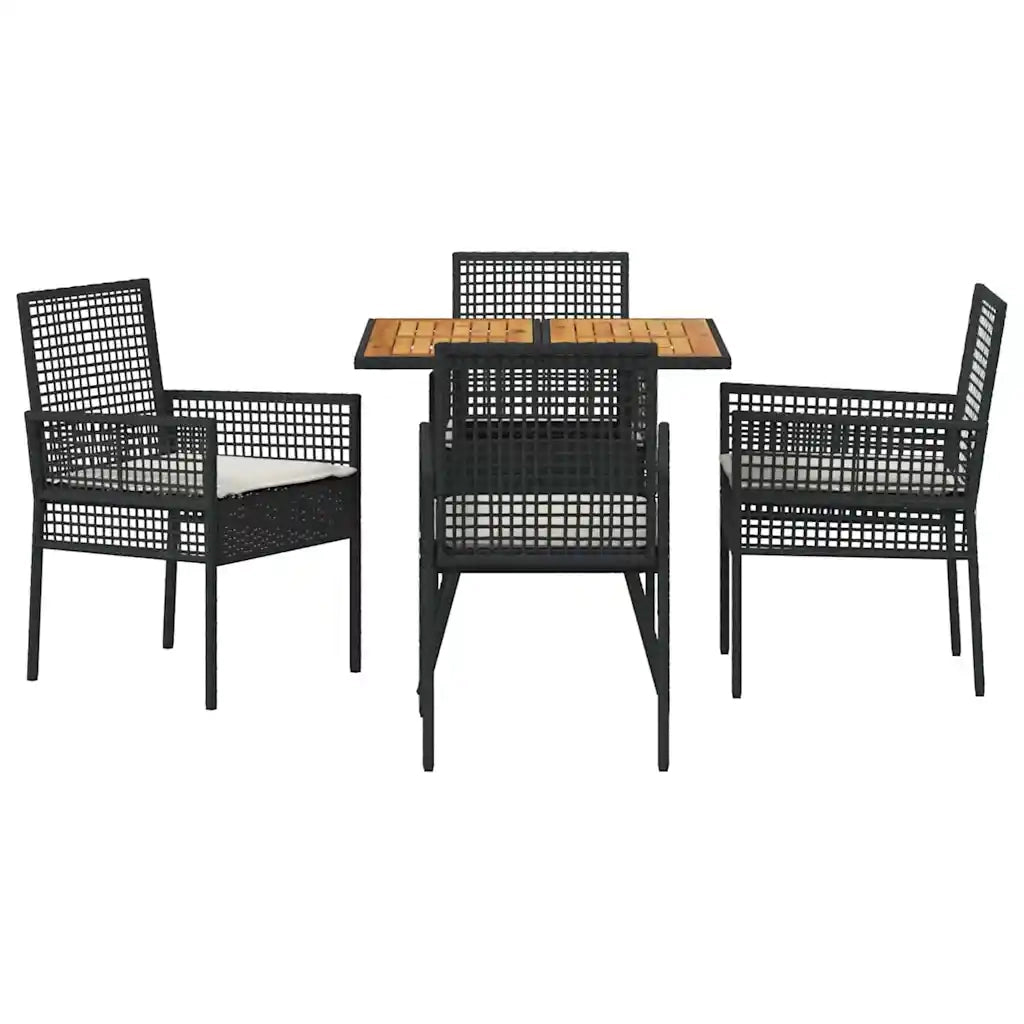 Set da Pranzo per Giardino 5 pcs Nero polyrattan 3334936