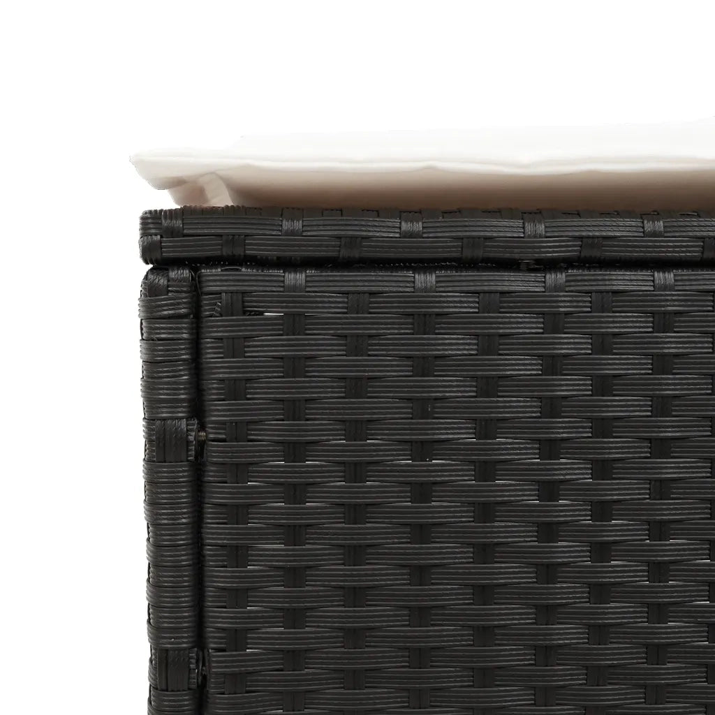 Lettino Prendisole con Tavolo e Cuscino Nero in Polyrattan 4002728