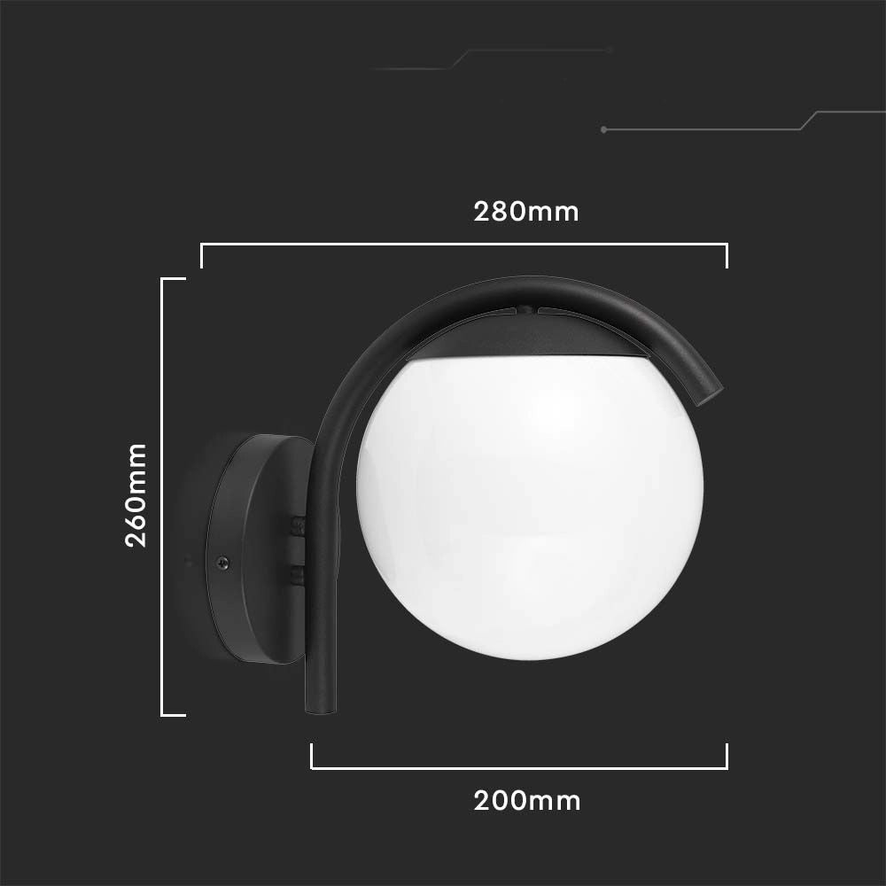 Applique esterno a sfera V-TAC E27 nero opaco IP44 26cm