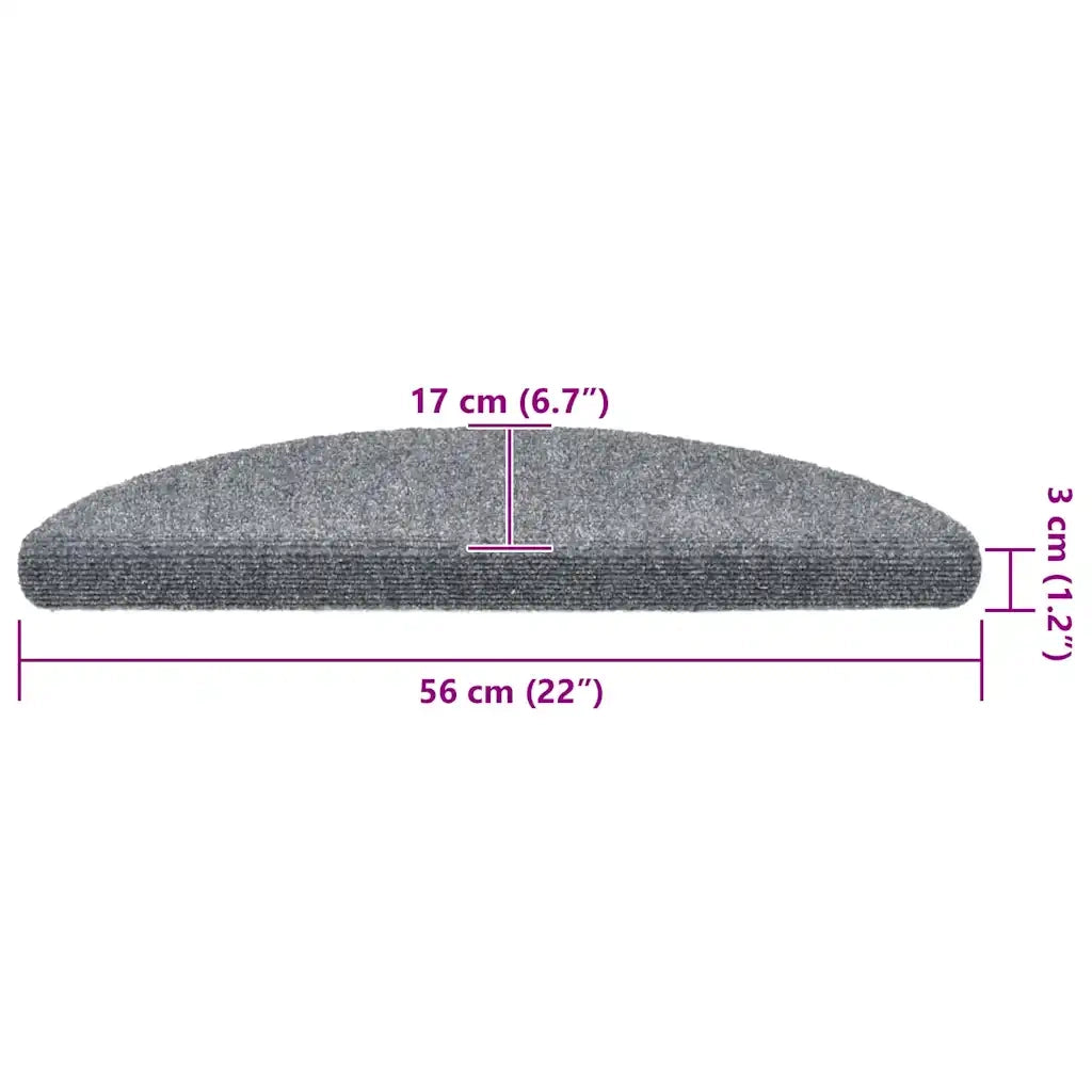 Tappetini per scale autoadesivi 20 pz 56x17x3 cm Grigio chiaro semicircolari 3365670