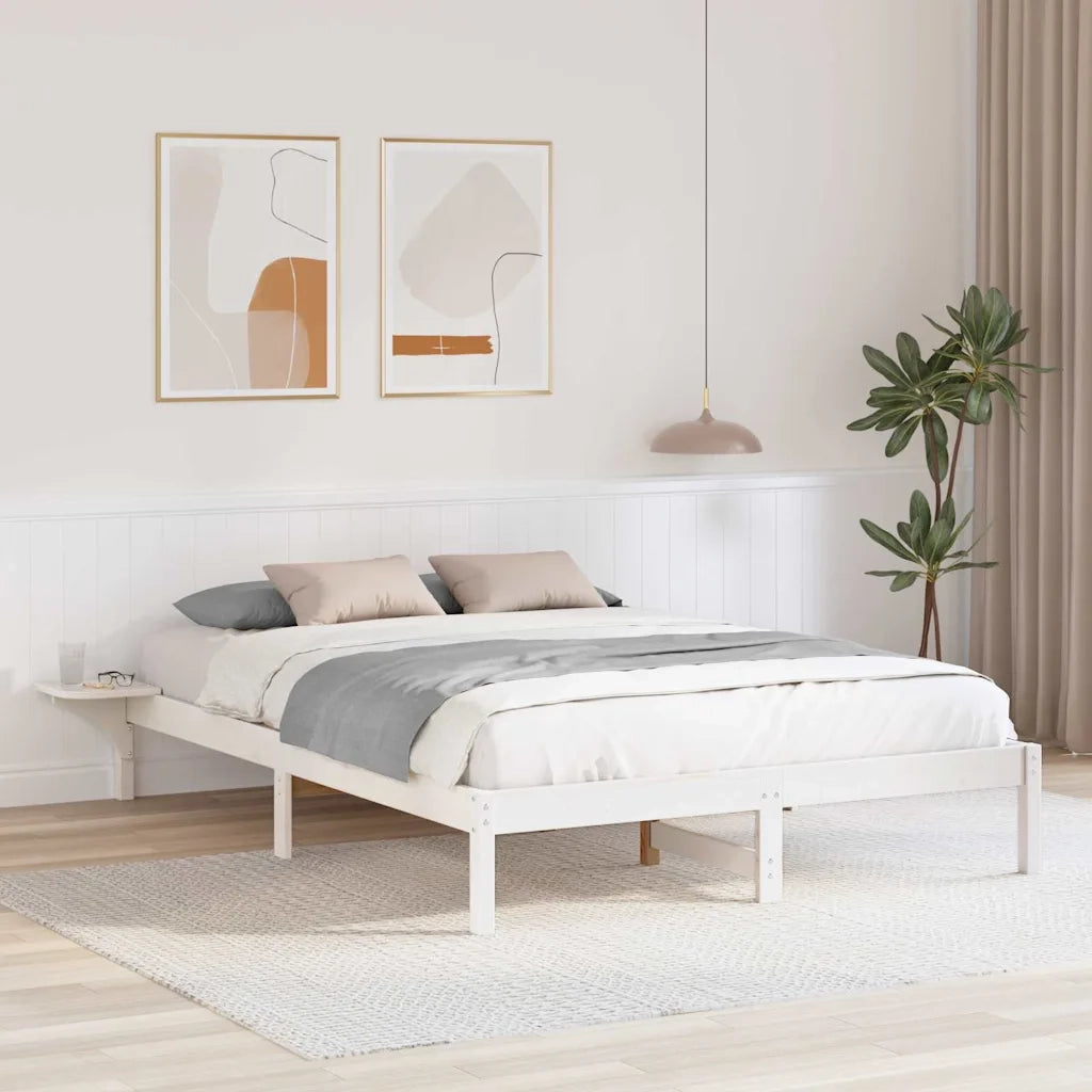 Struttura del letto Bianco 150 x 200 cm Pino massello 873185