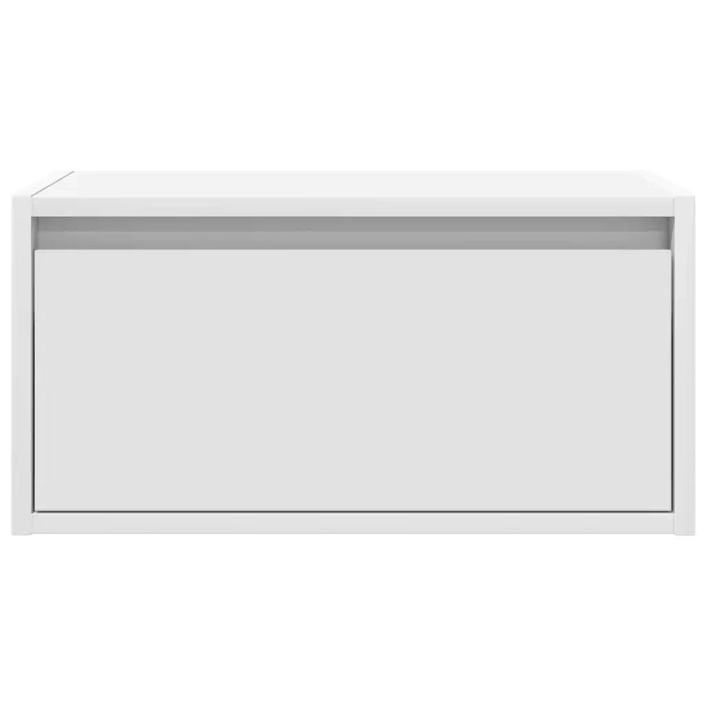 Comodino | Armadio da Notte | Mobiletto da notte a Parete con Luci LED Bianco