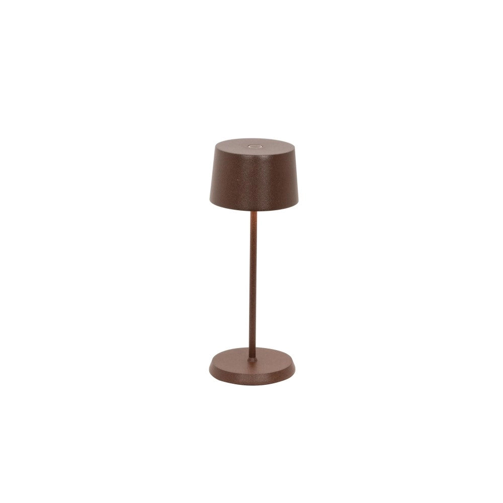 Zafferano Olivia Pro Micro Lampada a led da tavolo Corten ricaricabile e dimmerabile