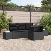 Set di divani con cuscino 5 pcs Nero polyrattan 3349089
