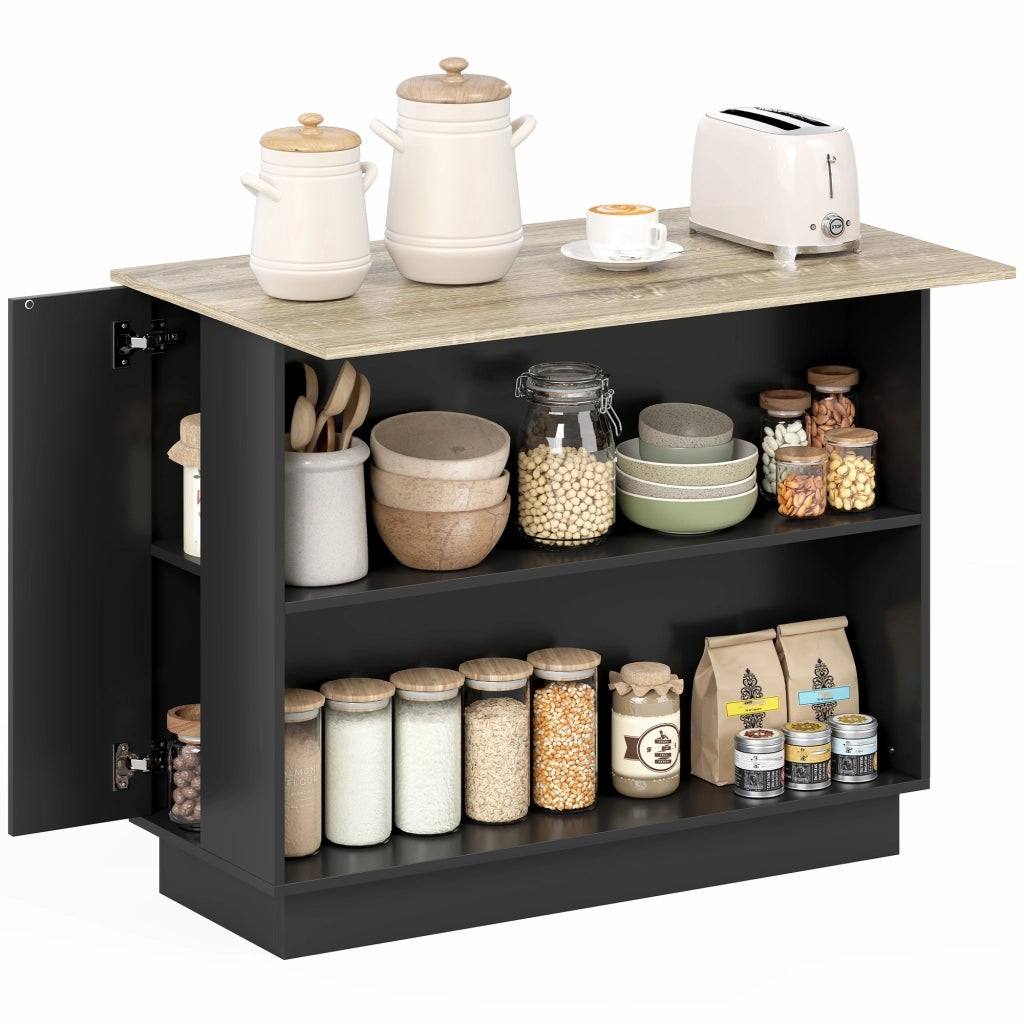 Carrello da Cucina con 2 Ripiani e 2 Ante ¨C Xylo ¨C Rovere e Nero, 105x60x82 cm