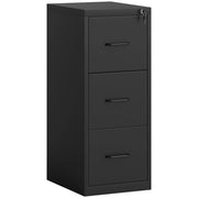 Cassettiera da Ufficio Schedario  Portadocumenti a 3 Cassetti 36,5x46,2x99 cm in Acciaio Nero