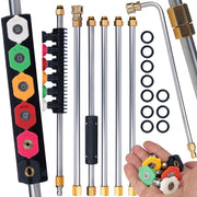 Set di Lance e Ugelli per Idropulitrice – 7 Lance (6 Dritte + 1 a 90°) + 6 Ugelli, Pressione Max 250 Bar