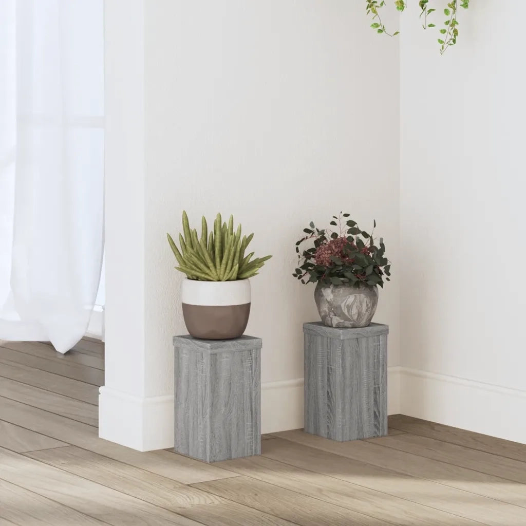 Supporti per Piante 2 pz Grigio 10x10x18 cm in Multistrato 852884