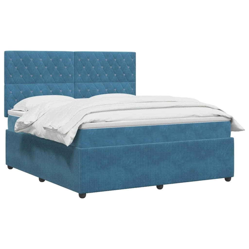 Letto box spring con materasso Blu 140 x 200 cm Velluto 3454617