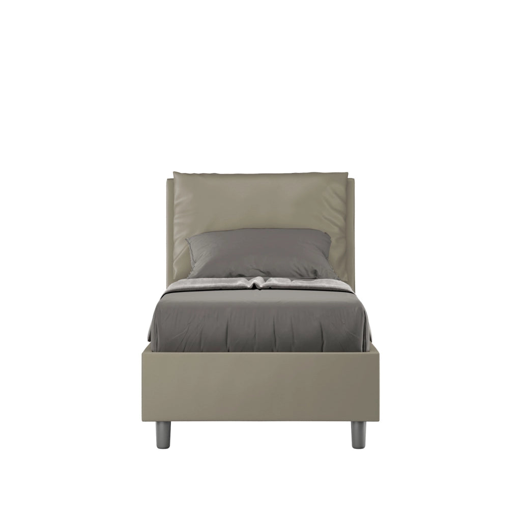 BS COM Letto singolo contenitore imbottito 80x210 similpelle cappuccino