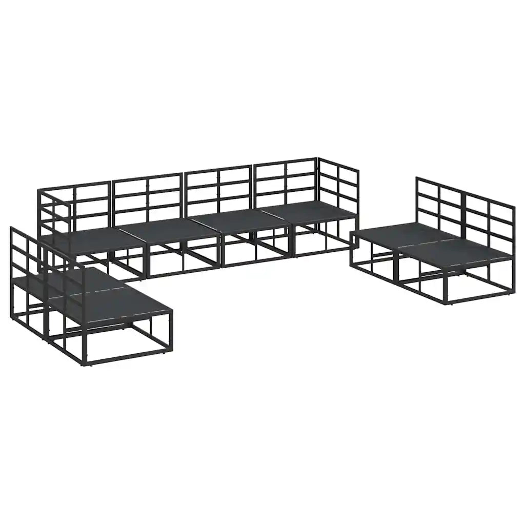 Set Divano da Giardino con cuscino 8 pcs Nero Alluminio