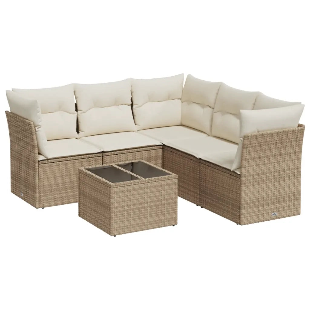 Set Divano da Giardino 6 pz con Cuscini Beige in Polyrattan 3217628