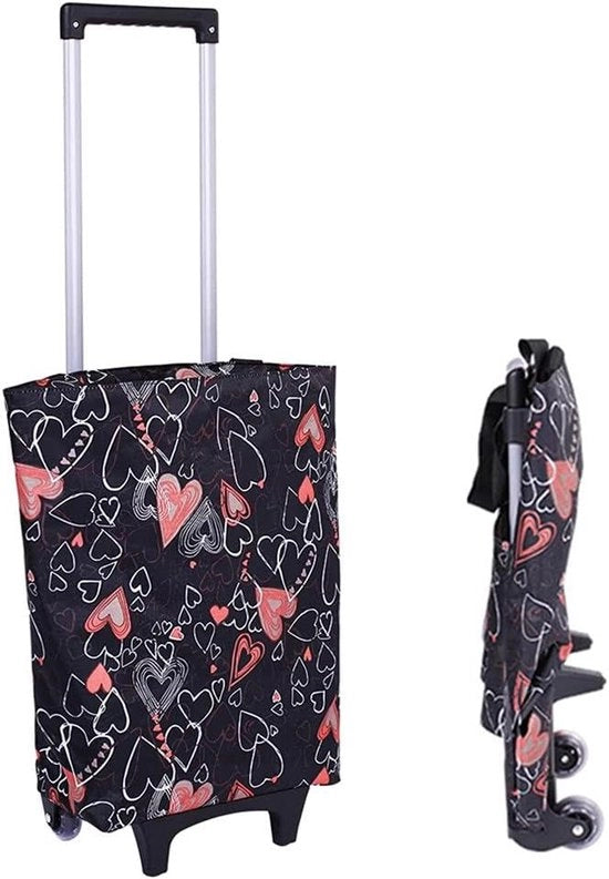 Carrello pieghevole con ruote - Utile per la spesa - Nero