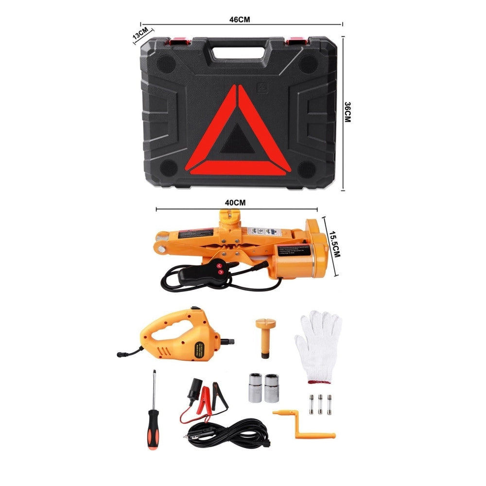 Trade Shop - Crick Elettrico Sollevatore Pantografo Auto 3 Ton 12v Avvitatore Impatto Bussole -