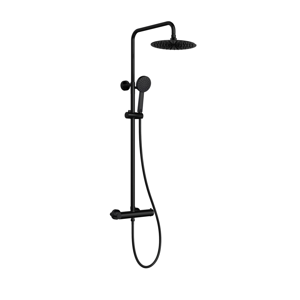 Colonna doccia soffione 20 cm in ottone nero opaco | Liri