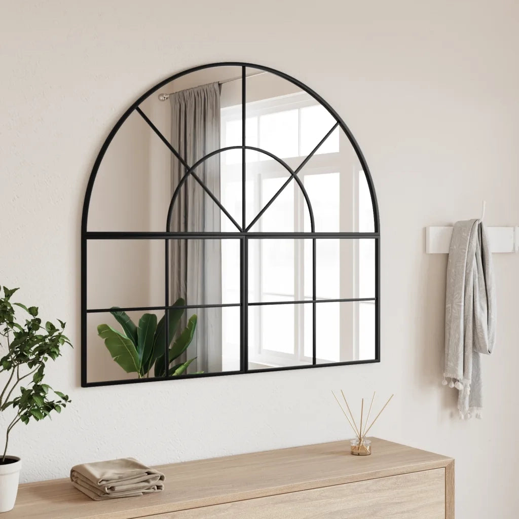 Specchio da Parete | Specchio decorativo Nero 100x90 cm Arco in Ferro