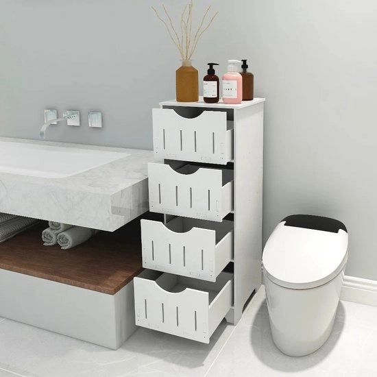 Cassettiere per bagno a 4 livelli, 30 x 30 x