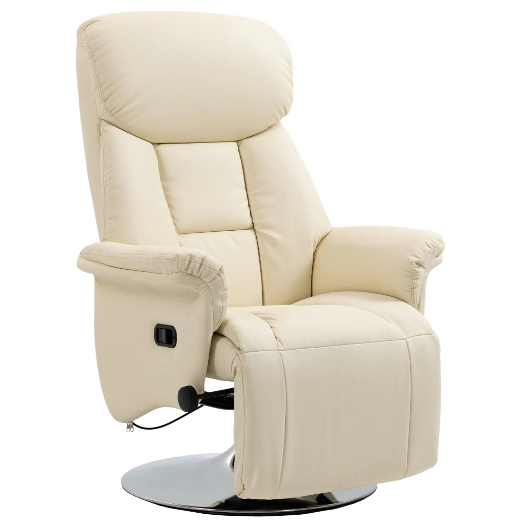 Poltrona relax reclinabile ¨C Xylo ¨C similpelle crema con poggiapiedi, portata 150 kg