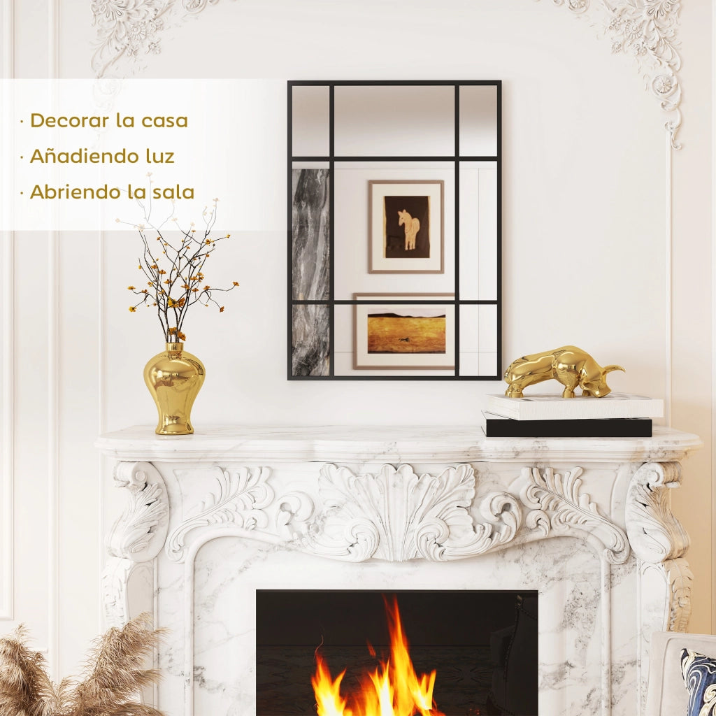 Specchio da Parete Rettangolare ¨C Xylo ¨C Cornice Metallo Nero 70x50 cm