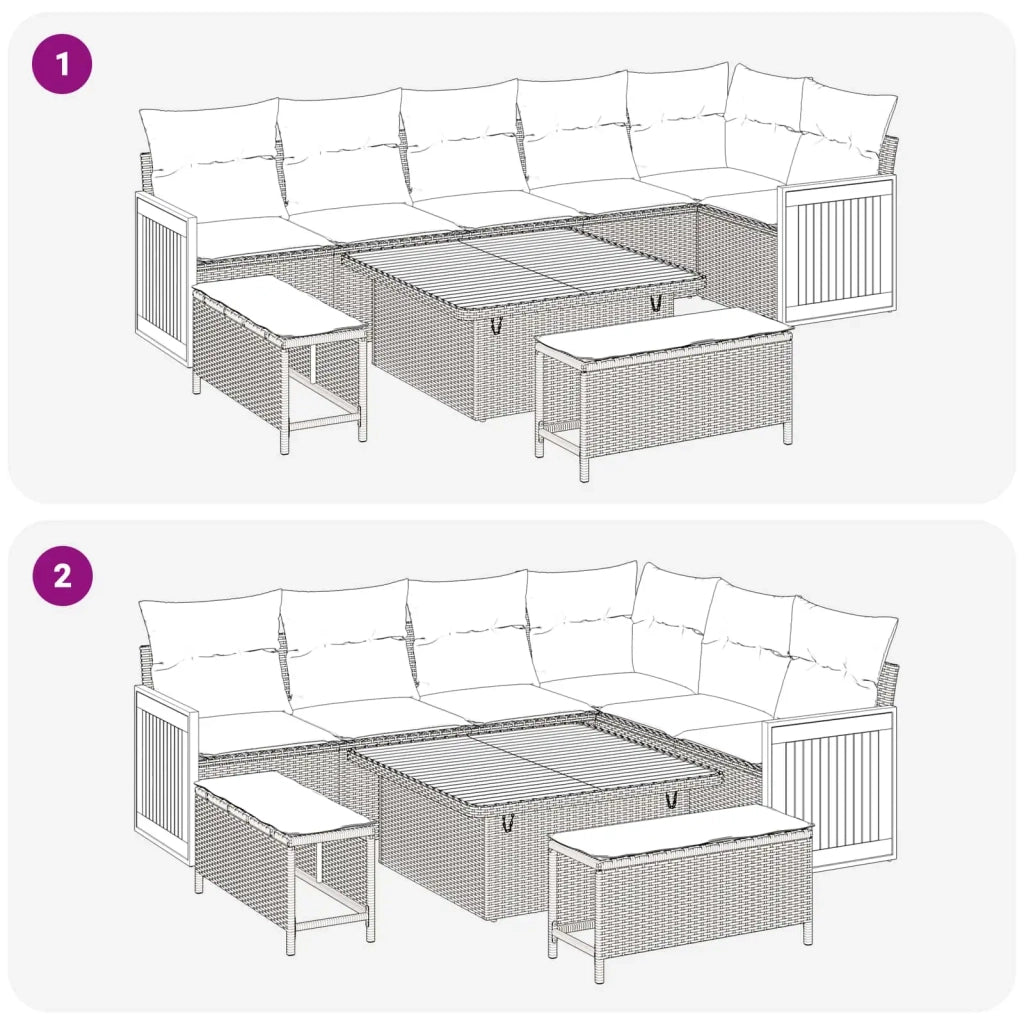 Set Divano da Giardino con cuscino 9 pcs Nero 3363184