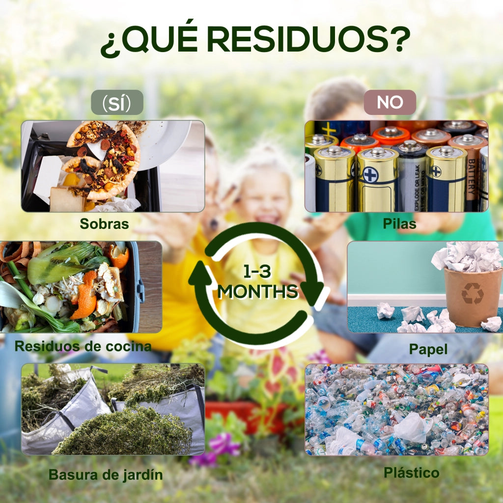 Compostatore da Giardino 65L ¨C Minimal ¨C Grigio 60x49x77 cm