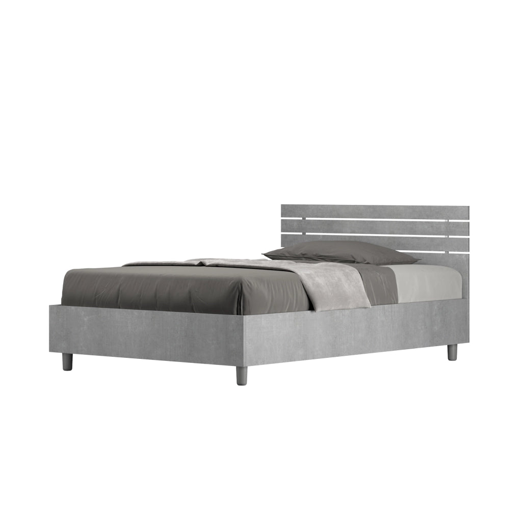 BS COM Letto una piazza e mezza contenitore 120x190 testata dritta con doghe cemento