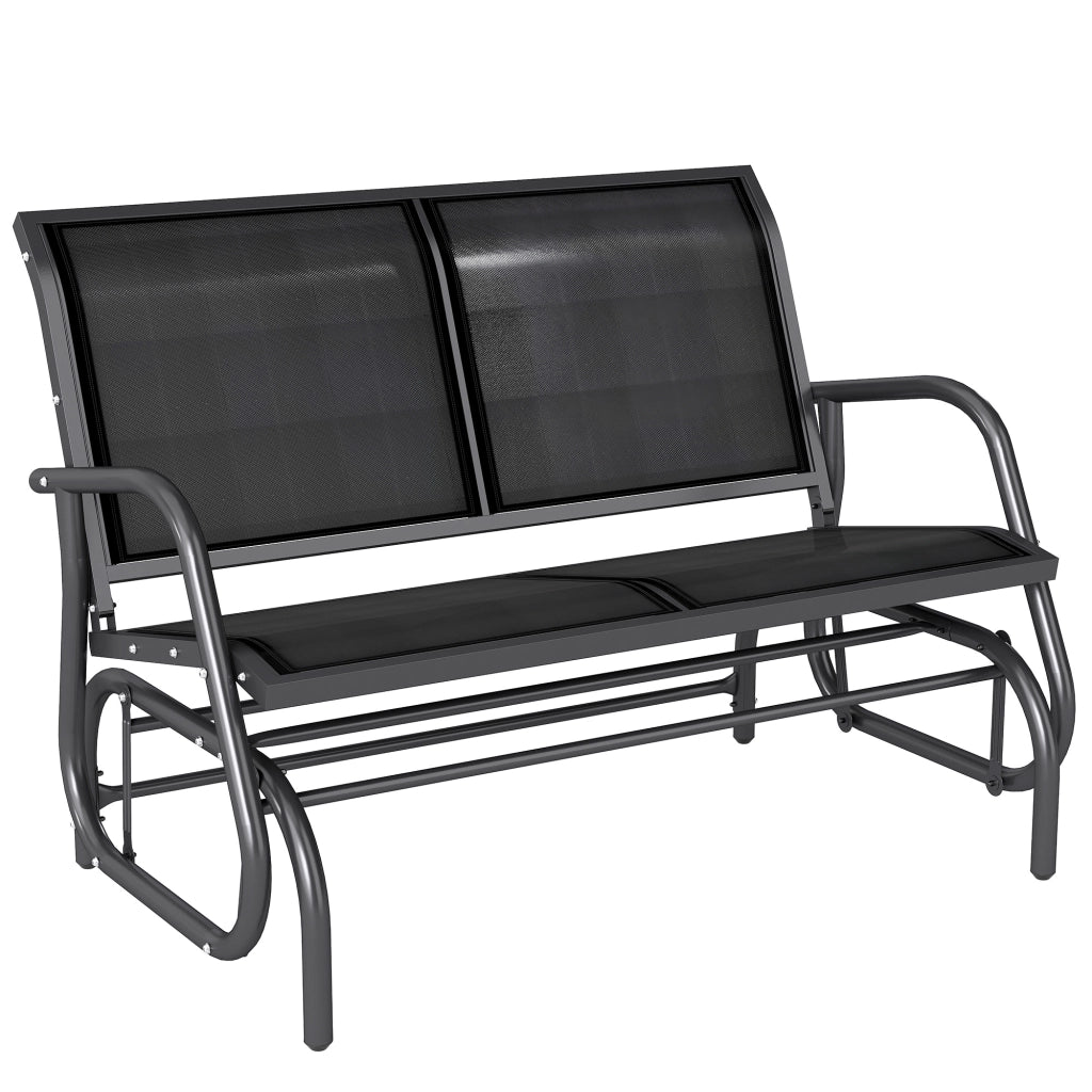 Divanetto da Giardino 2 Posti ¨C Minimal ¨C Nero, Textilene, Metallo