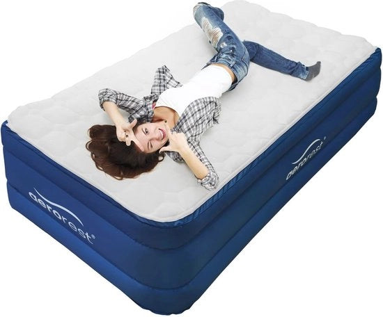 Airbed unipersonale con copertura rimovibile - 210 cm - Pomp elettrica - Inclusa borsa da trasporto - Comodo e solido