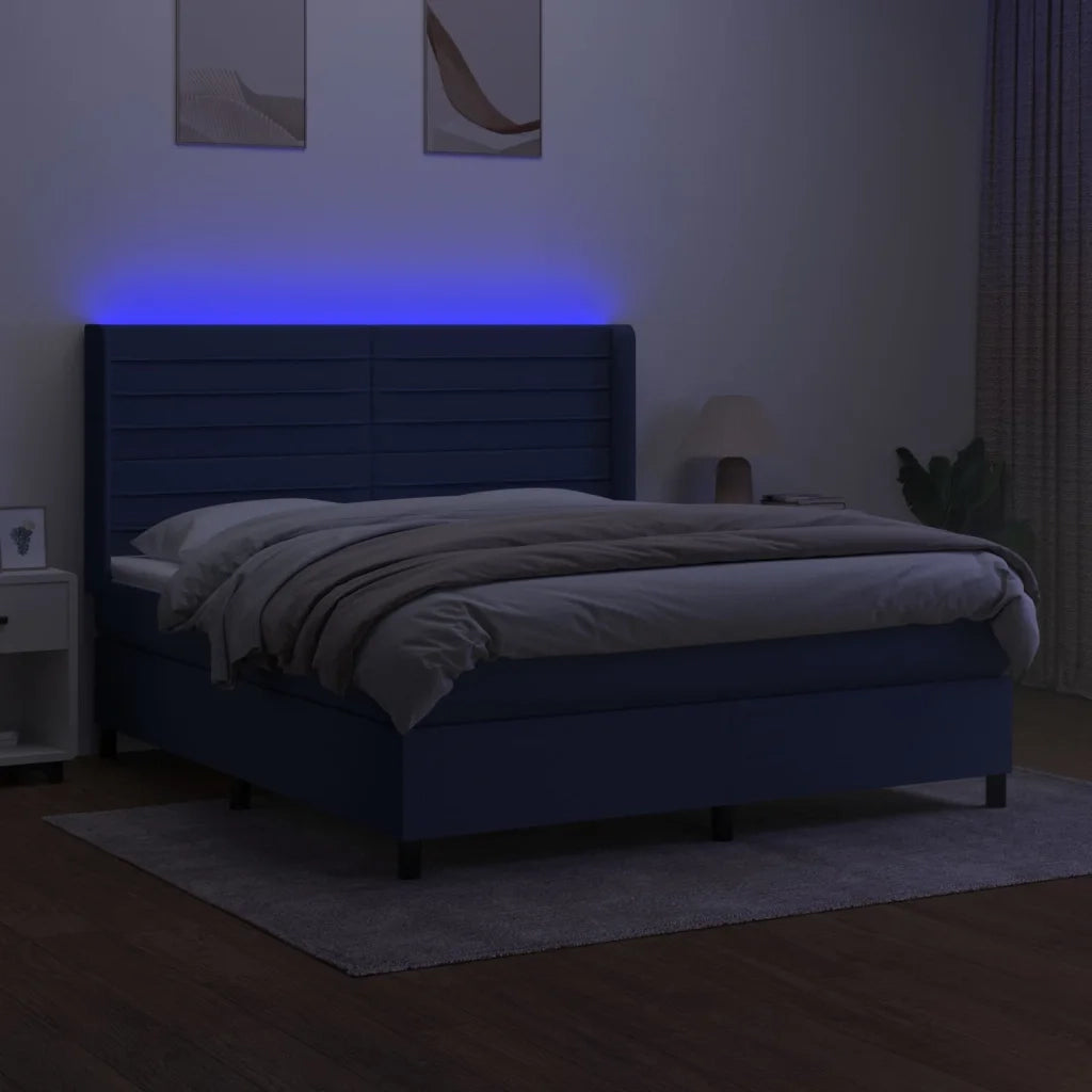 Letto a Molle con Materasso e LED Blu 180x200 cm in Tessuto 3138419